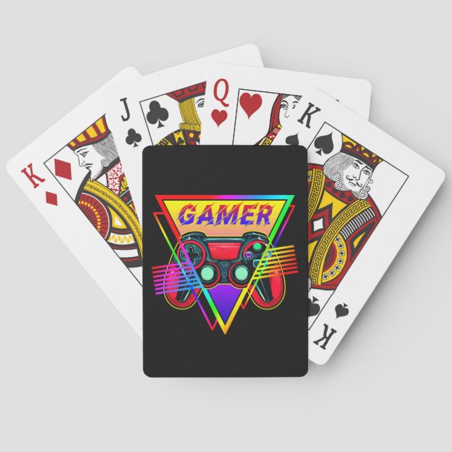 Retro Colourful Rainbow Gamer Computer Gaming  Playing Cards (Back)