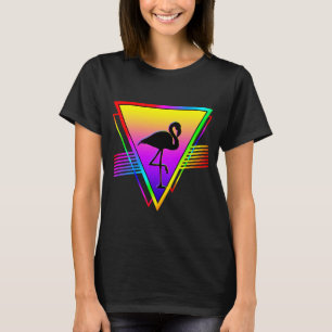 Retro Colourful Rainbow Modern Flamingo Bird T-Shirt