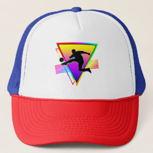Retro Colourful Rainbow Soccer Player Trucker Hat