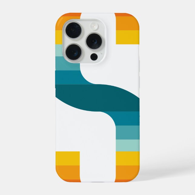 Retro Colourful Rainbow Typography Sunset Letter S iPhone Case (Back)