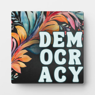 Retro Colourful Simple Statement Politics Democrac Plaque