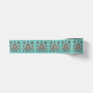 Retro Colourful Snowflake Winter Pattern Satin Ribbon