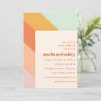 Retro Colourful Stripe Couple Baby Sprinkle Shower