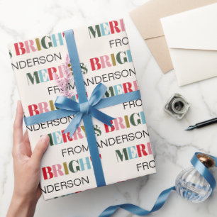 Retro Colourful Stripe Family Christmas Holidays Wrapping Paper