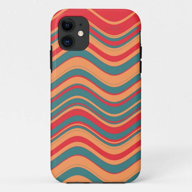Retro Colourful Stripe Wave Gracphic Case-Mate iPhone Case (Back)