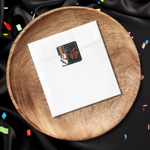 Retro Colourful Striped Fifty Birthday Party Chic Square Sticker