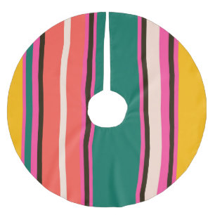 Retro colourful stripes, abstract background brushed polyester tree skirt