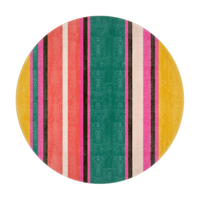 Retro colourful stripes, abstract background cutting board (Front)