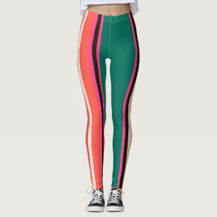 Retro colourful stripes, abstract background leggings