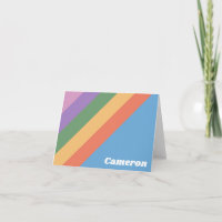 Retro Colourful Stripes Blue Personalised Name