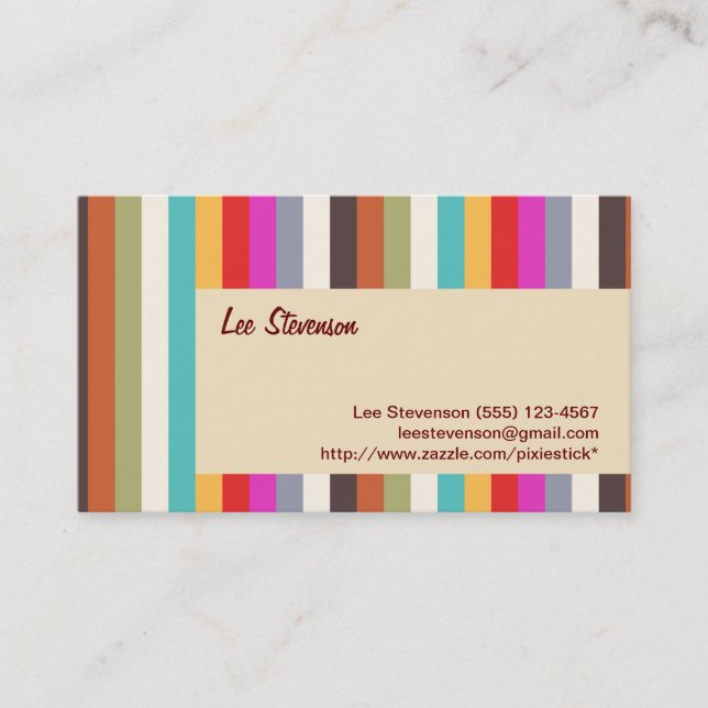 Retro Colourful Stripes Business Card (Front)