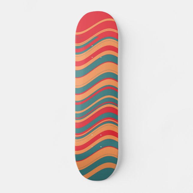 Retro Colourful Stripes Decorative Art 2 Skateboard (Front)