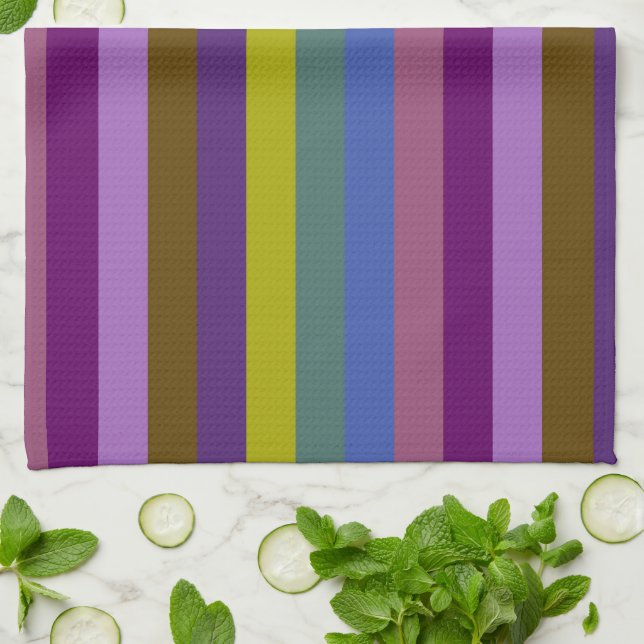 Retro Colourful Stripes Pattern #18 Tea Towel (Folded)