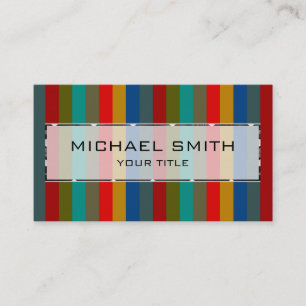 Retro Colourful Stripes Pattern #50 Business Card