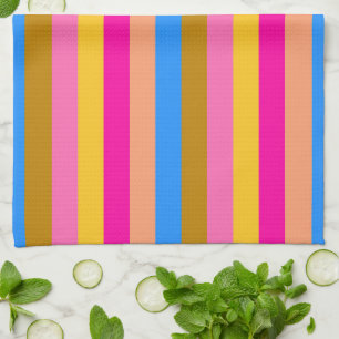 Retro Colourful Stripes Pattern #8 Tea Towel