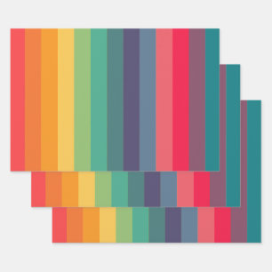 Retro colourful stripes pattern wrapping paper sheet