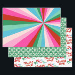 Retro Colourful Stripes, Patterns & Fonts Christma Wrapping Paper Sheet<br><div class="desc">Bright,  festive rainbow stripes with a retro font create the perfect holiday wrapping paper for all your pink Christmas wrapping needs! Customise or edit further clicking the "customise further" link and use the design tool to modify this template.  Need help personalising? Message me!</div>