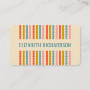 Retro Colourful Stripes Personalised Name Address  Business Card