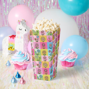 Retro Colourful trendy Flowers pattern Birthday pa Favour Box