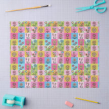 Retro Colourful trendy Flowers pattern Birthday pa