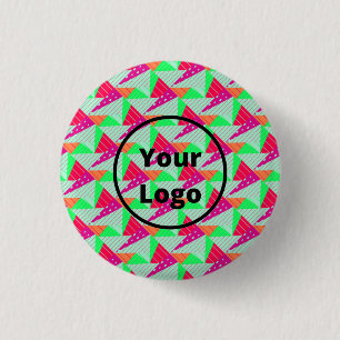 Retro colourful triiangles pattern 3 cm round badge