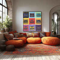 Retro Colourful Typewriter Pop Art Grid Print