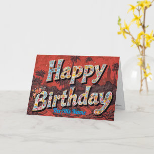Retro Colourful Typography Birthday Card