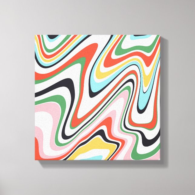 Retro Colourful Wavy Lines Modern Design Canvas Print (Front)