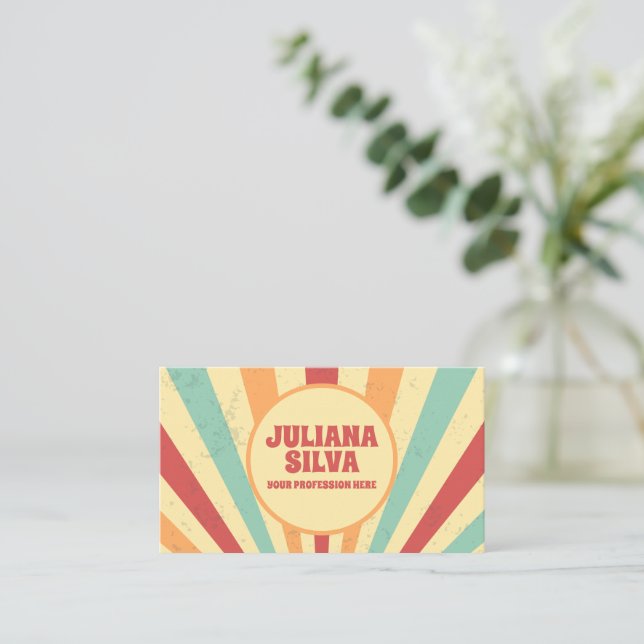 Retro Colourful with QR Business Card (Standing Front)