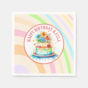 Retro Colours and Birthday Party Napkin
