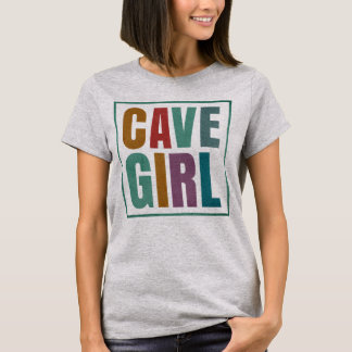 Retro Colours Cave Girl Caver Climbing T-Shirt