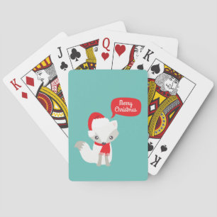 Retro Colours Christmas Fox Playing Cards