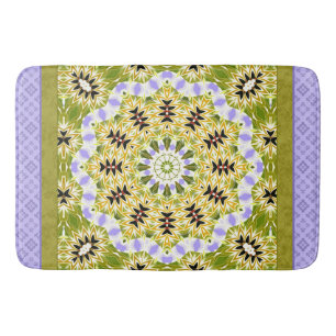 Retro colours circle mandala green colours round k bath mat