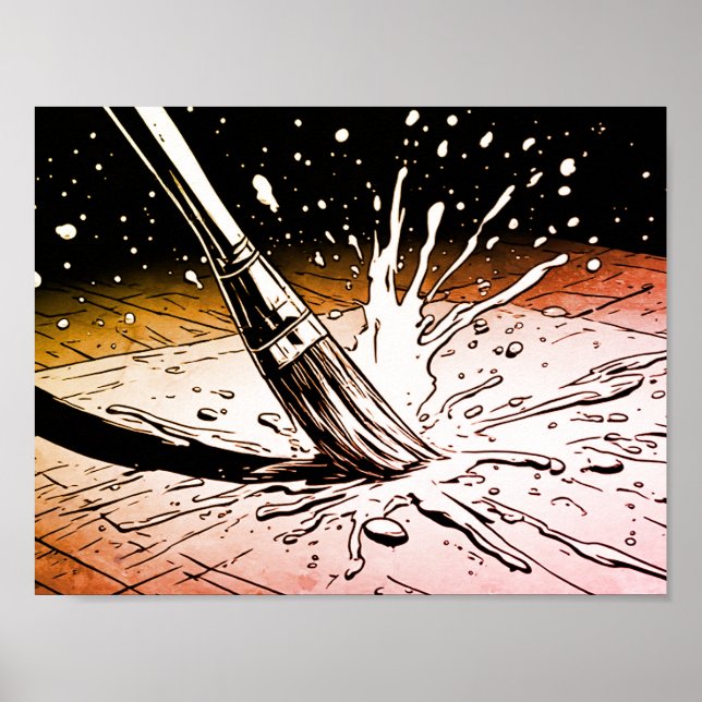 Retro Colours Graphic Style Brush Paint Splotch Poster (Front)
