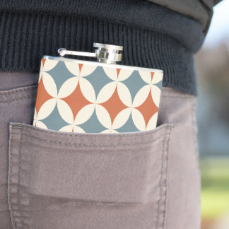 Retro Colours Mid Century Modern Circles Hip Flask