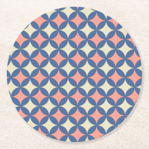 Retro Colours Mid Century Modern Circles Round Paper Coaster