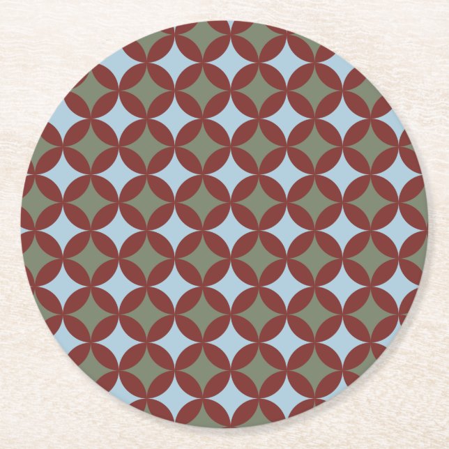 Retro Colours Mid Century Modern Circles Round Paper Coaster (Front)