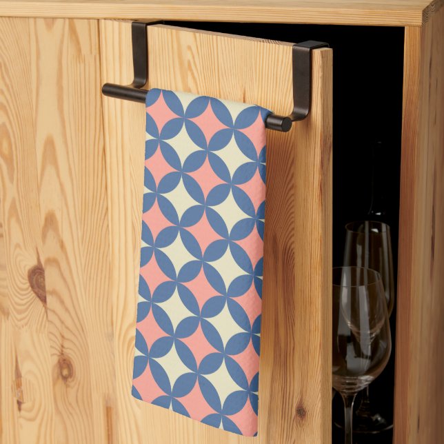 Retro Colours Mid Century Modern Circles Tea Towel (Thirds Fold)