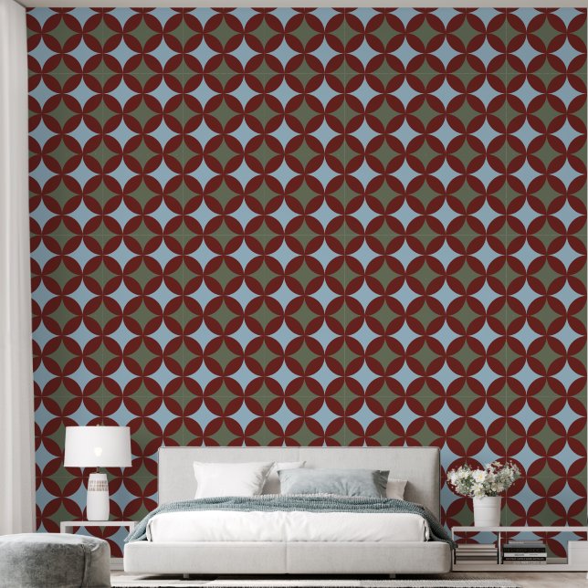 Retro Colours Mid Century Modern Circles Wallpaper (Bedroom)