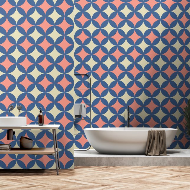 Retro Colours Mid Century Modern Circles Wallpaper (Bathroom)