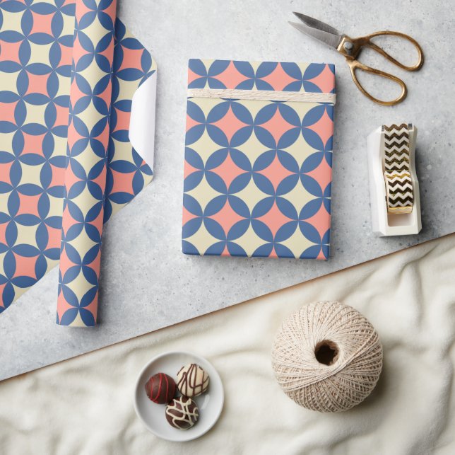 Retro Colours Mid Century Modern Circles Wrapping Paper (Crafts)