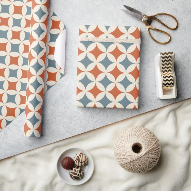 Retro Colours Mid Century Modern Circles Wrapping Paper (Crafts)