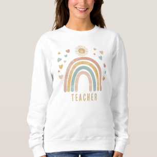 Retro Colours Rainbow and Sun Teacher Sweatshirt