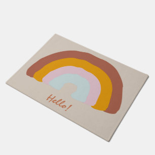 Retro Colours Rainbow Doodle Drawing Custom Messag Doormat