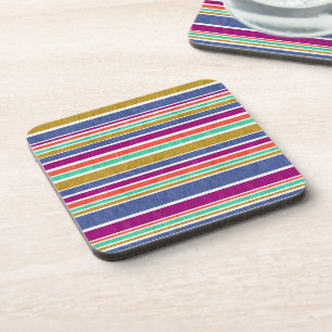 Retro Colours Textured Look Stripes Coaster