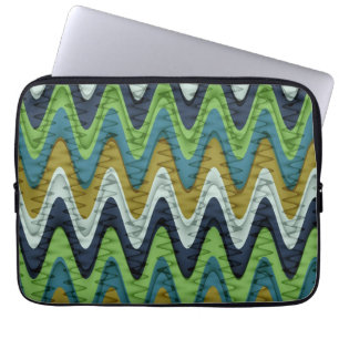 Retro colours wavy stripes pattern laptop sleeve