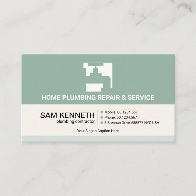 Retro Column Layers Plumbing Faucet Plumber Business Card (Front)