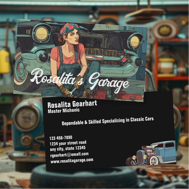 Retro Comic Auto Mechanic Business Card (Creator Uploaded)