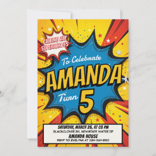 Retro Comic Birthday Party Invitation