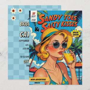 Retro Comic Book Cover Tropical Bridal Brunch Invitation